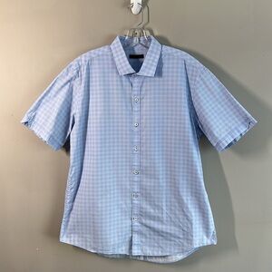 Zachary Prell Short Sleeve Blue And White Button Down Shirt Size L